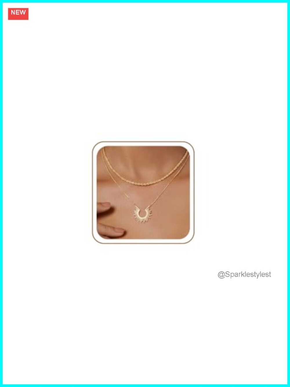 14k Gold Plated Layered Pendant Necklace Cubic Zirconia Dainty
